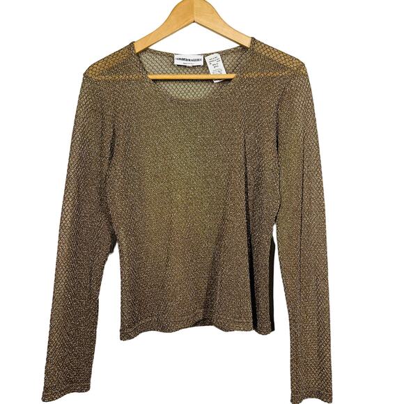 Nara Maglie Chain Knit Top Long Sleeve Scoop Neck Gold ITaly - !V - Picture 1 of 5